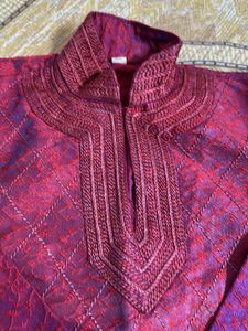 Maroon Embroidered Kurta