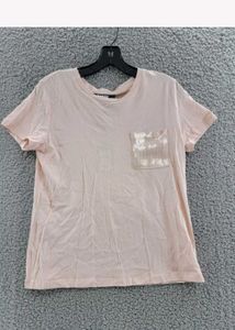 Dkny Womens Pocket Sequined T-Shirt