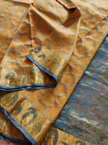Elegant yellow And blue korvai silkSaree