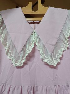 PINK TIERED DRESS WITH LACE COLLAR