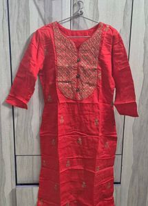 Elegant Red Embroidered Kurti