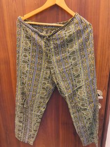 Patterned Drawstring Pants And Kurta With Dupatta
