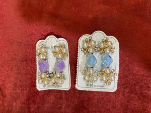 Pearl &amp; Crystal Heart Earrings
