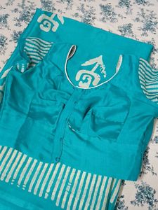 Blue Batik Print Saree