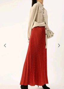 Red Accordian Pleated Maxi Skirt