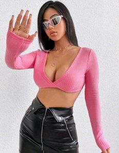 Pink Long Sleeve Shein Crop Top