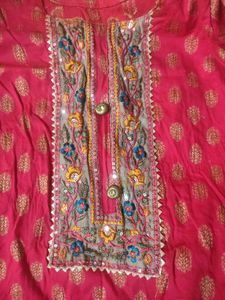 Embroidered Pink Patiala Set With Handwork Dupatta