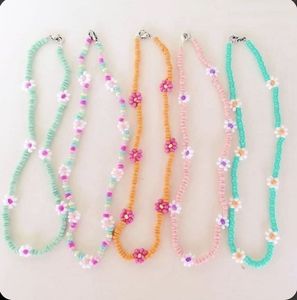 Rainbow Daisy Beaded Necklace