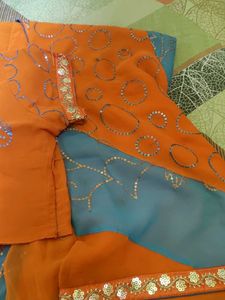 Orange &amp; Blue Salwar Kameez Suit