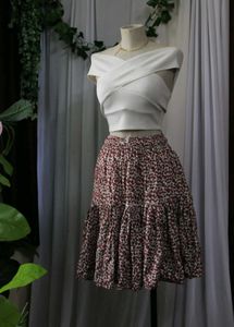 Tiered Print Mini Skirt