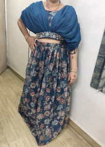 Designer Indo Western Skirt With Cannes &amp; Top