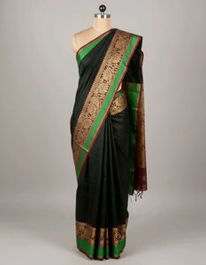 Elegant Green &amp; Gold Saree