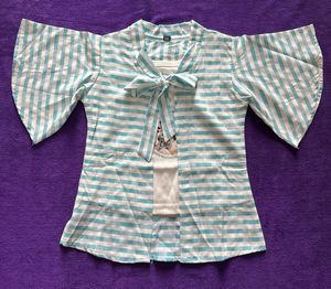 Striped Tie-Front Kimono Top