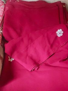 Red Embroidered Saree