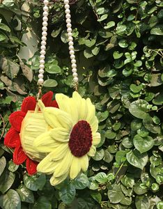 Floral Clutch with Pearl Handle