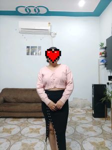 Cute Pink Crop Cardigan top