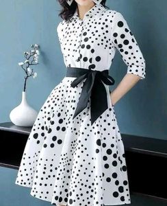 Black Dot Print Dress 34size