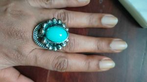 Vintage Turquoise Silver Look Alike Ring