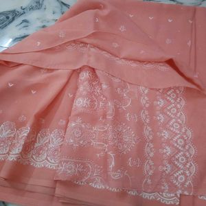 Peach Printed Floral Saree