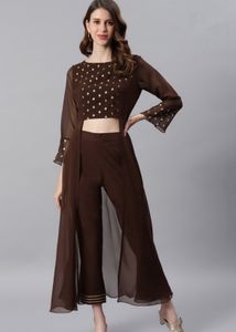 Women Georgette Ethnic Top Pant Set