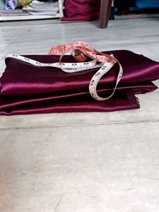 pure Wine  shining Satin Fabric 5 mtr