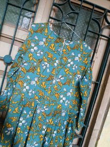 Shoulder Cut Grown Kurti With Yellow Plazo