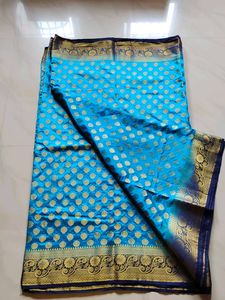 Blue &amp; Gold Silk Saree