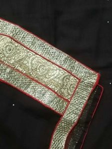 Elegant Black Dupatta with Gold &amp; Sequin Border