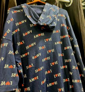 Love Print Hoodie Top