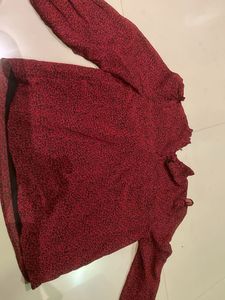 Chic Red Animal Print Top