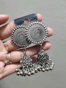 Silver Jhumka Earrings