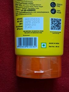Wow Yuzu Sunscreen Gel SPF 70 PA Lightweight