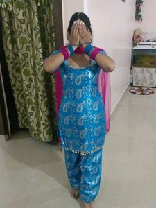 Blue & Pink Salwar Suit Punjabi Style
