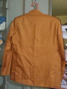Men&#39;s Brown Mandarin Collar Blazer