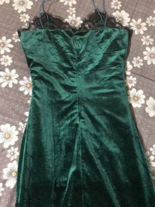 Zara Emerald Green Lace Trim Slip Dress