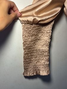 Metallic Puff Sleeve Corset Style Top