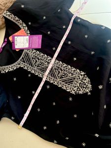 Black Embroidered Kurti Set