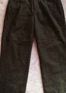 Olive Green Wool Blend Trousers