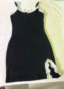 Party wear cami black dress with lace details