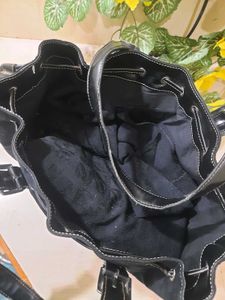 Black Tote Bag with Buckle Detail