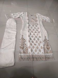 Elegant White & Gold Kurta Set