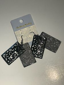Elegant Black and Silver Dangle Earrings
