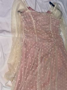 Pink Polka Dot Mesh Dress