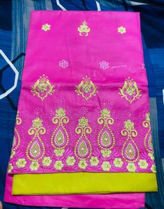 Yellow &amp; Pink Unstitched Suit