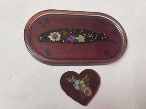 Resin Feather Floral Tray &amp; Paperweight