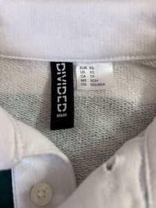 Green And White Stripped Cropped Rugby Shirt