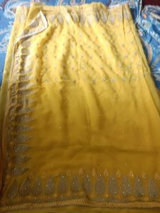 Yellow Embroidered Saree