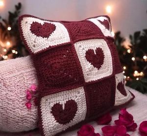 Heart Crochet Throw Pillow