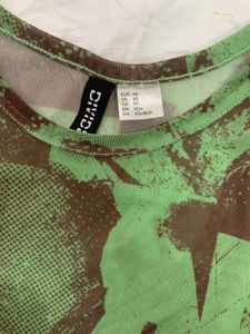 H&amp;M Green Graphic Mesh Long Sleeve