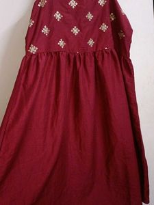 Maroon Sundress with Gold Accents